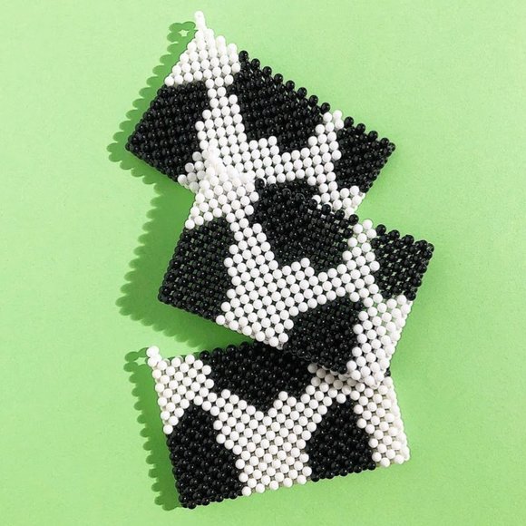 NWOT Beaded Card Holder - Aesthetic Handmade Cow Print Wallet | Card Sleeve - Picture 5 of 8